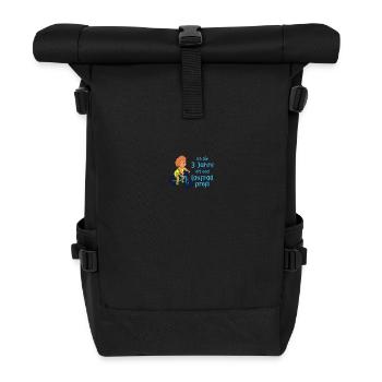 Junge 3 Jahre alt und Profi auf dem Laufrad - Rolltop Rucksack - Schwarz - Vorne