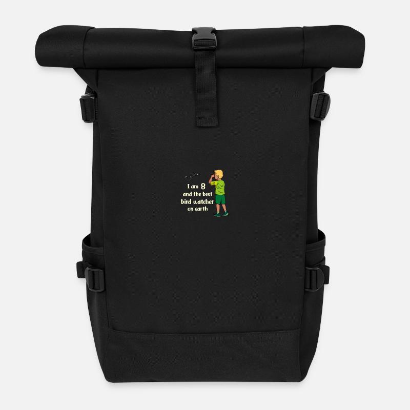 Ich bin 8 - Jungen Vogelbeobachtung - Rolltop Rucksack - Schwarz