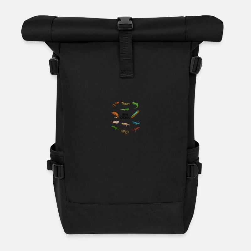 I love geckos - Roll Top Backpack - black