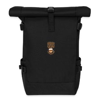 Erfolgreich nur mit Cappuccino - Rolltop Rucksack - Schwarz - Vorne