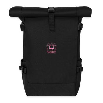 Plumes et joie - Flamingo - Sac à dos roll top - noir - Devant
