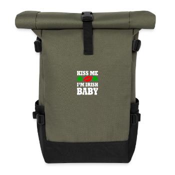 kiss me im irish baby - Roll Top Backpack - olive/black - Front