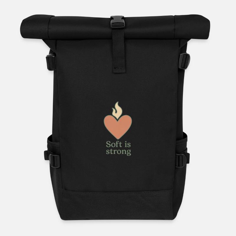 Soft is Strong Herz mit Flamme - Rolltop Rucksack - Schwarz