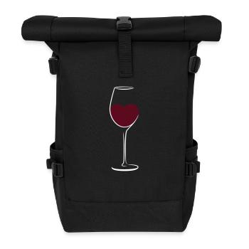 Wein Herz Weinglas Liebhaber Alkohol - Rolltop Rucksack - Schwarz - Vorne