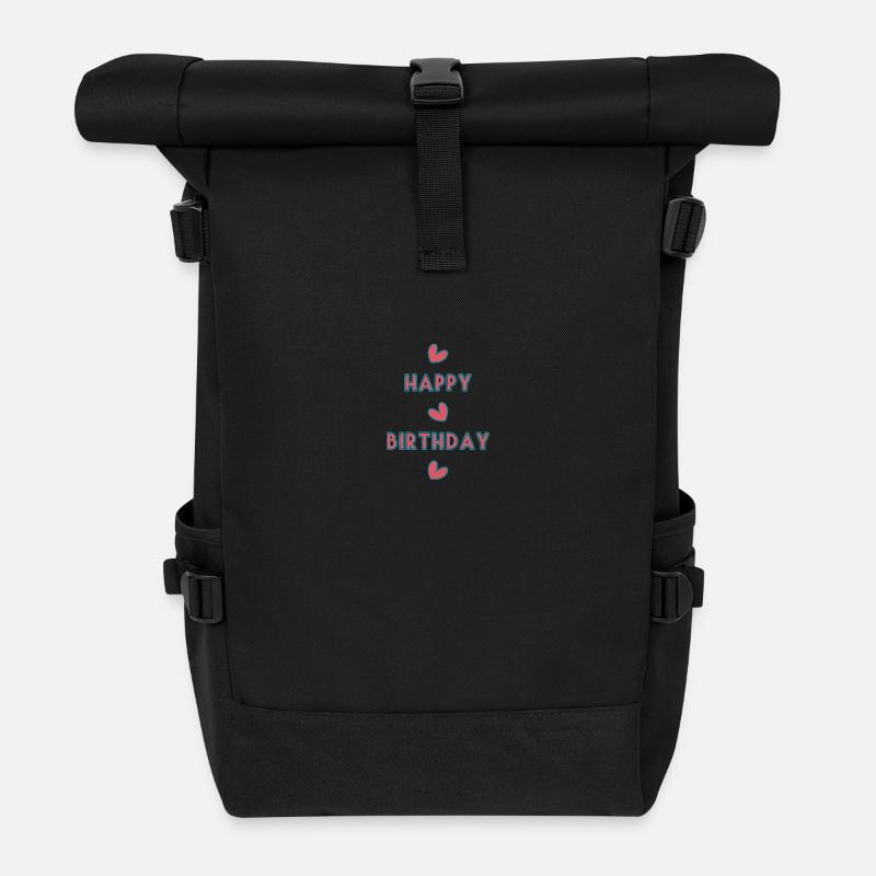 HAPPY BIRTHDAY. JOYEUX ANNIVERSAIRE. ANNIVERSAIRE. - Sac à dos roll top - noir