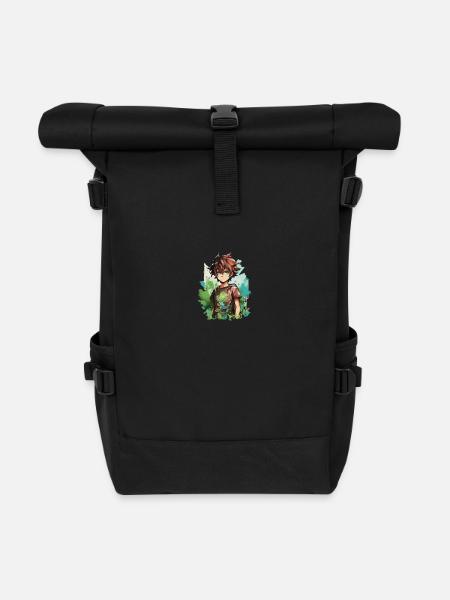 Anime Boy - Roll Top Backpack - black