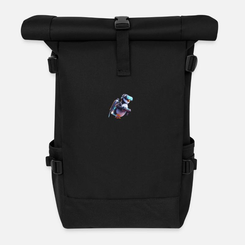 Futuristischer Pinguin 3 - Rolltop Rucksack - Schwarz