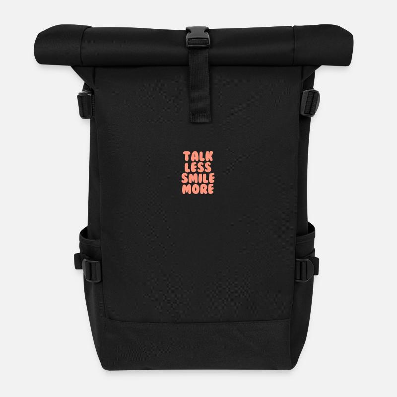 Talk less smile more orange - Roll Top Backpack - black