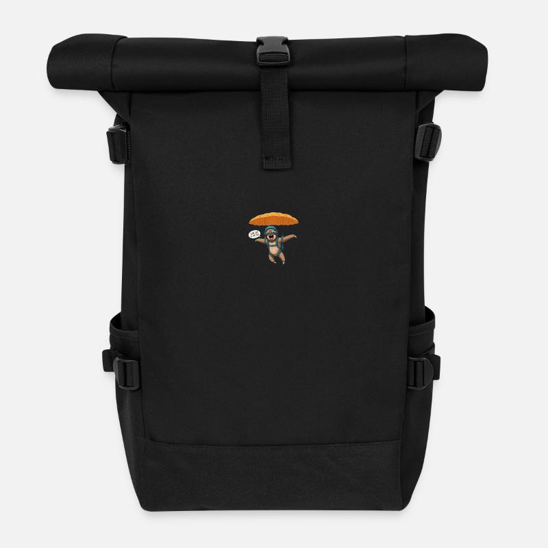SLOTH SKY DIVING - Roll Top Backpack - black