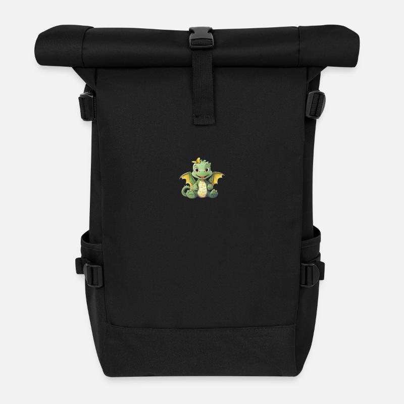 Dino Dinosaurier Engel Flügel Drache - Rolltop Rucksack - Schwarz