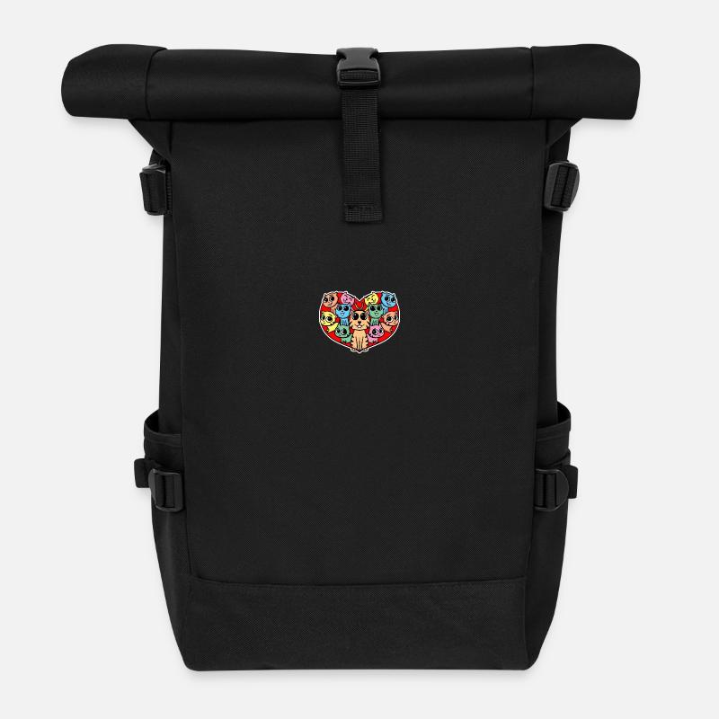 Katzen herz Liebe - Rolltop Rucksack - Schwarz