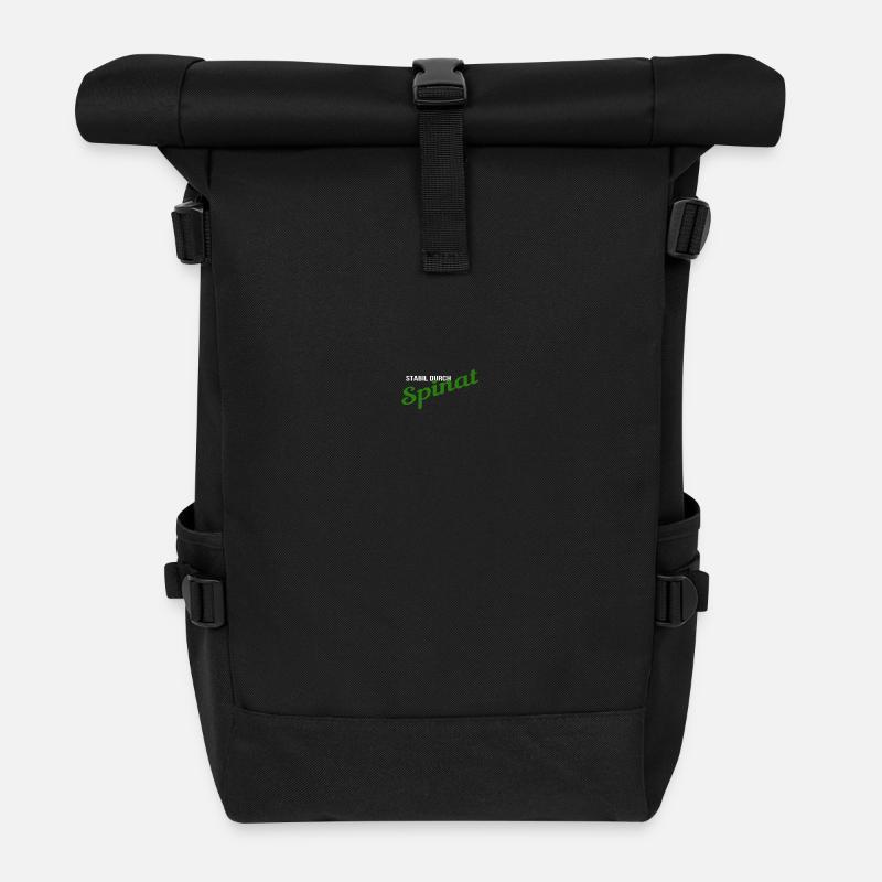 Stabil durch Spinat T-Shirt - Rolltop Rucksack - Schwarz