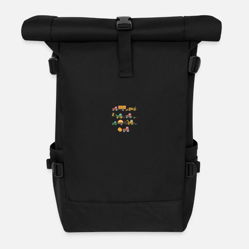 Kinder Traktor Landwirt Landwirtschaft - Rolltop Rucksack - Schwarz