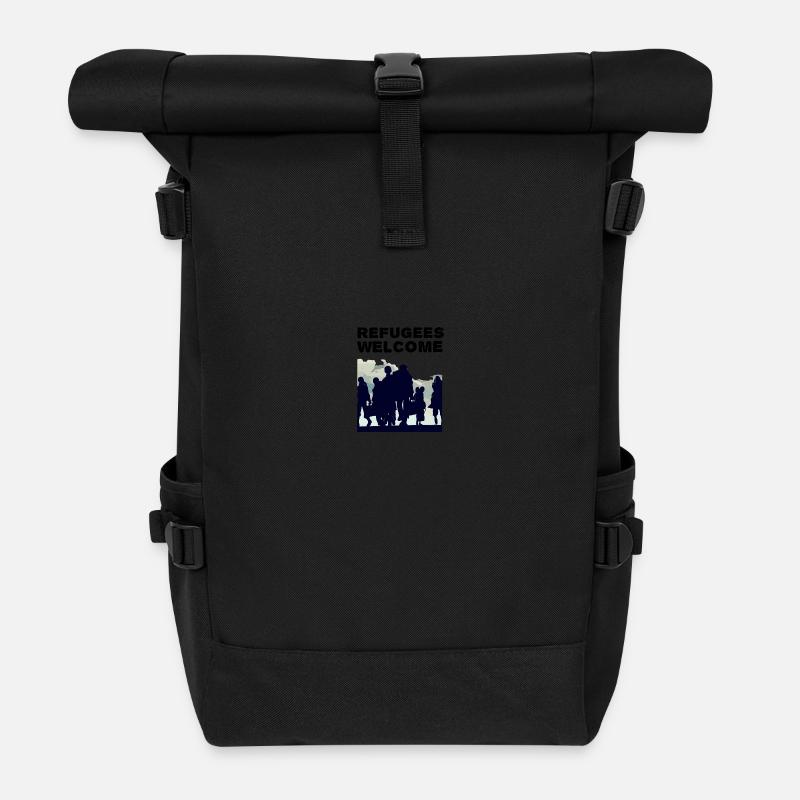 Willkommen Flüchtlinge - Rolltop Rucksack - Schwarz