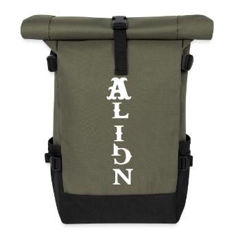 Frieden – Spirituelle Energie - Rolltop Rucksack - Olive/Schwarz - Vorne