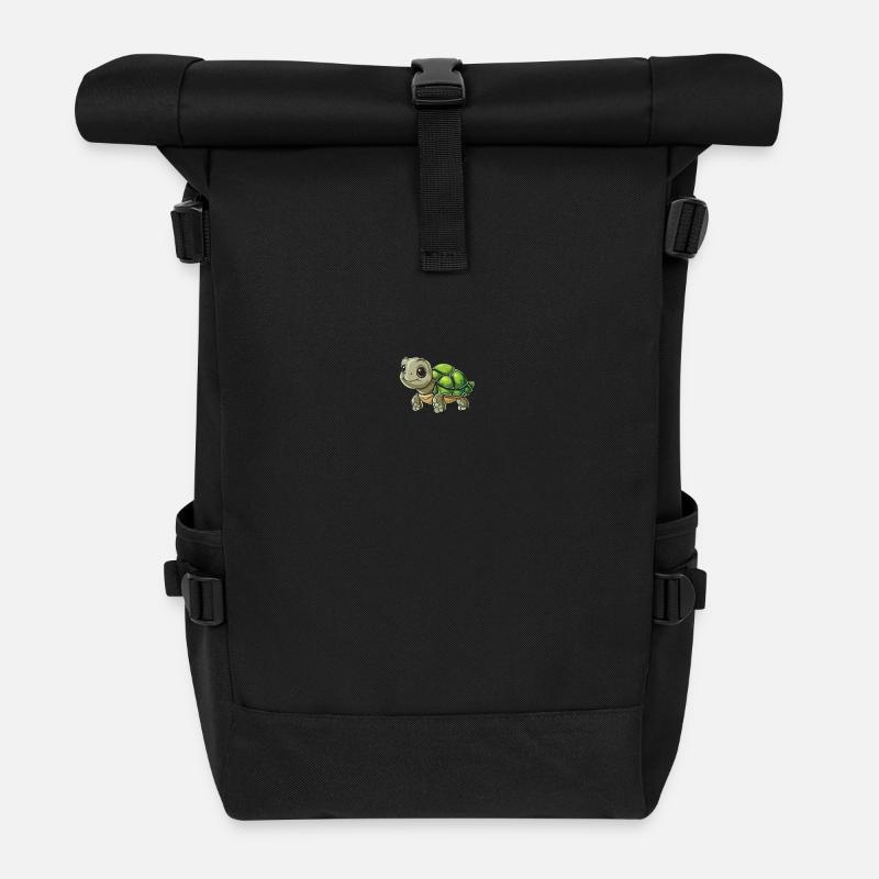 Adorable tortue aux grands yeux - Sac à dos roll top - noir