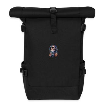 Galactic cat astronaut explores space - Roll Top Backpack - black - Front