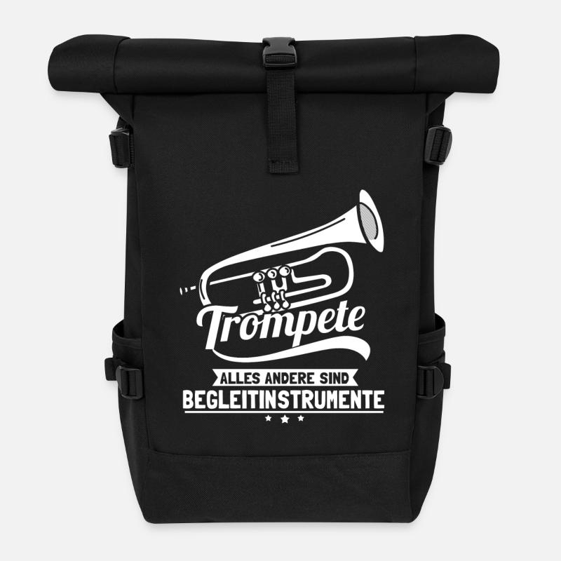 Trompete - Alles andere sind Begleitinstrumente - Rolltop Rucksack - Schwarz