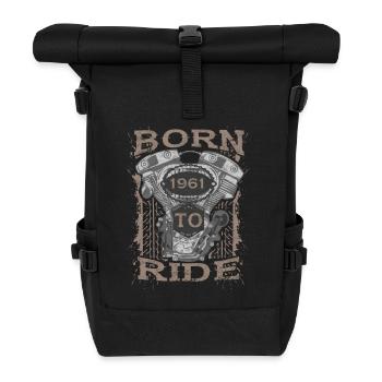 Born to Ride motorcycle biker 1961 - Rolltop Rucksack - Schwarz - Vorne