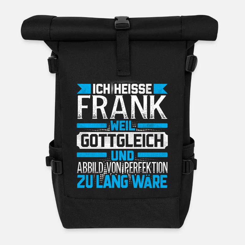 FRANK - Gottgleich - Rolltop Rucksack - Schwarz