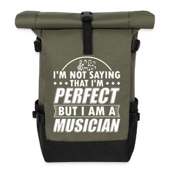 Funny Musician Music Shirt Not Perfect - Rolltop Rucksack - Olive/Schwarz - Vorne