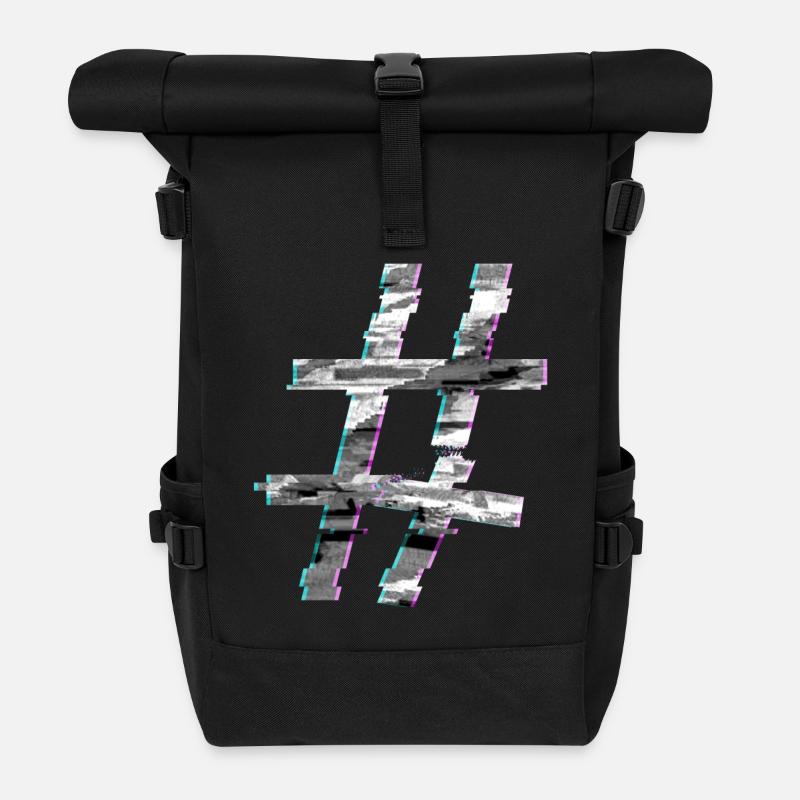 Hashtag Glitch - Rolltop Rucksack - Schwarz
