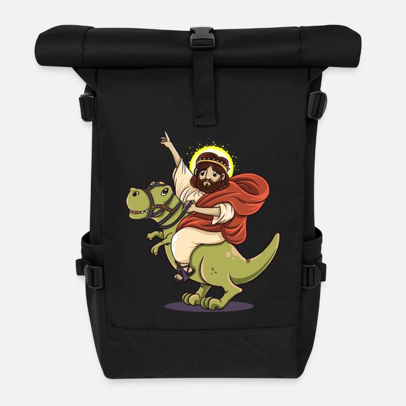 Dinosaurier Jesus lustig T-Rex Geschenk Geburt - Rolltop Rucksack - Schwarz