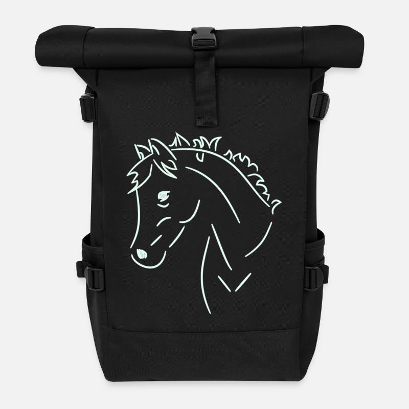 Pferdekopf - Rolltop Rucksack - Schwarz