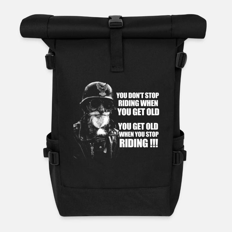 You get old when you stop riding - Roll Top Backpack - black