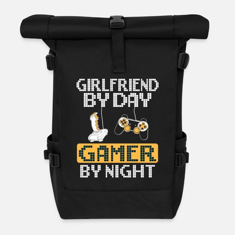 Gamer Shirt · Videospiele · Zocker · Freundin - Rolltop Rucksack - Schwarz