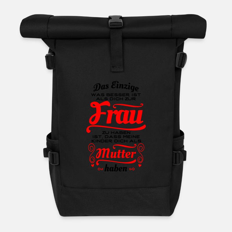 Tolle Frau, Tolle Mutter - Geschenk - Rolltop Rucksack - Schwarz