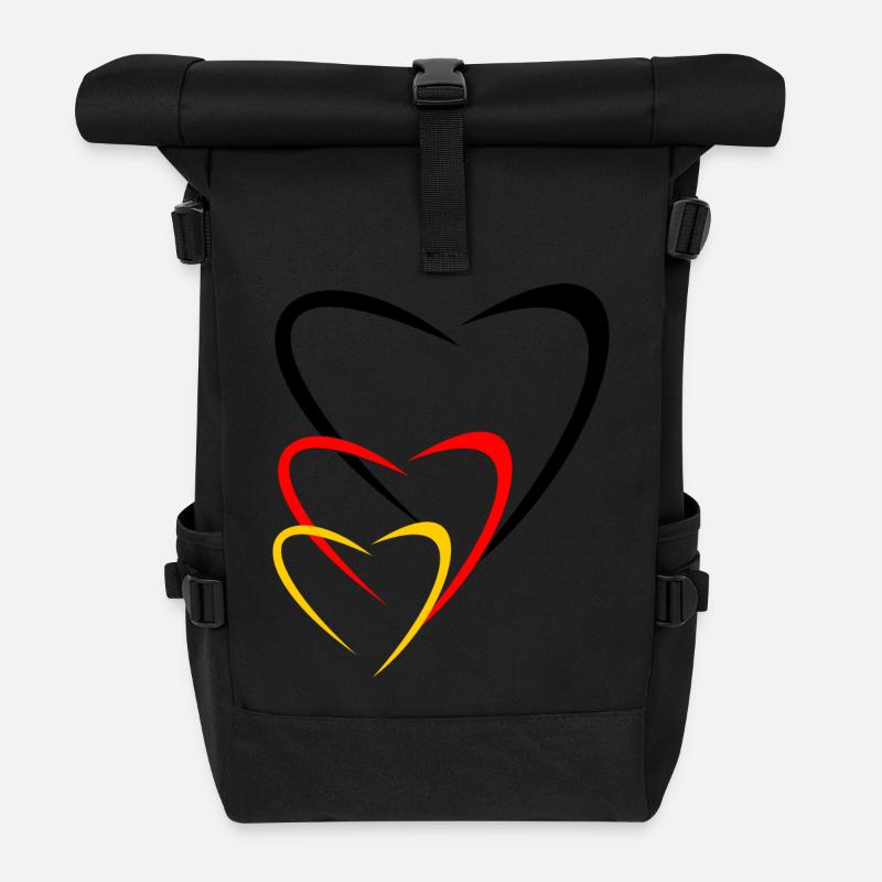 Deutschland herz - Rolltop Rucksack - Schwarz