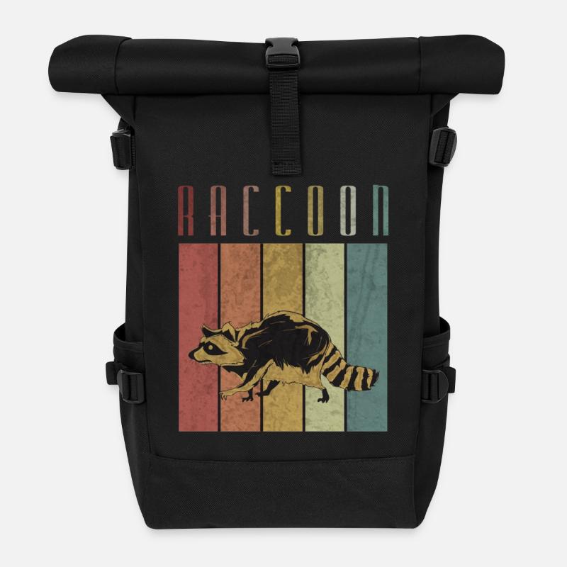 Waschbär - Rolltop Rucksack - Schwarz