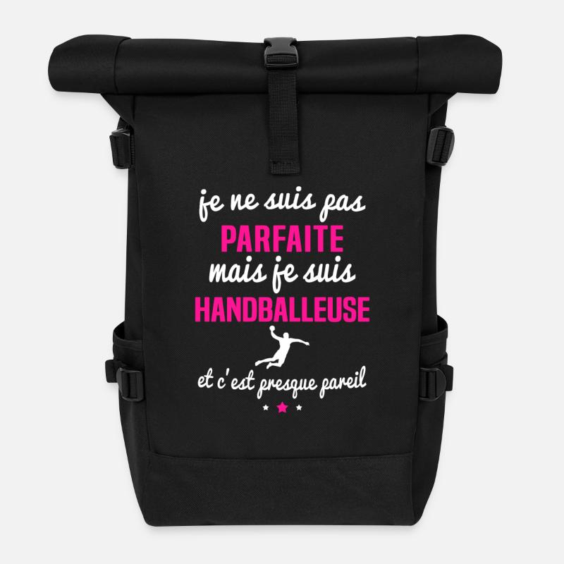 je ne suis pas parfaite mais je suis handballeuse - Sac à dos roll top - noir