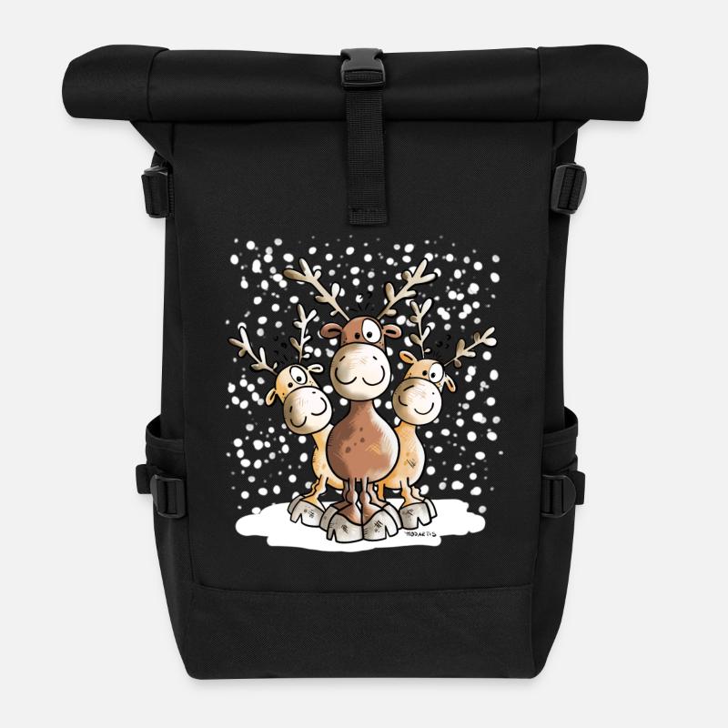 Elch Friends - Rolltop Rucksack - Schwarz