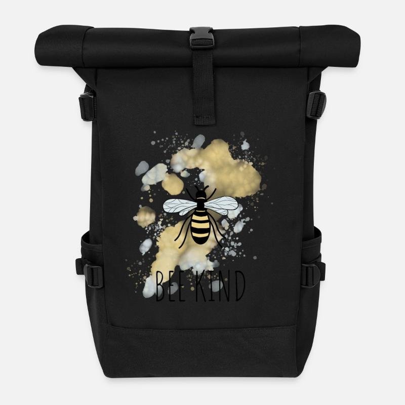 Biene Be Bee Kind - Rolltop Rucksack - Schwarz