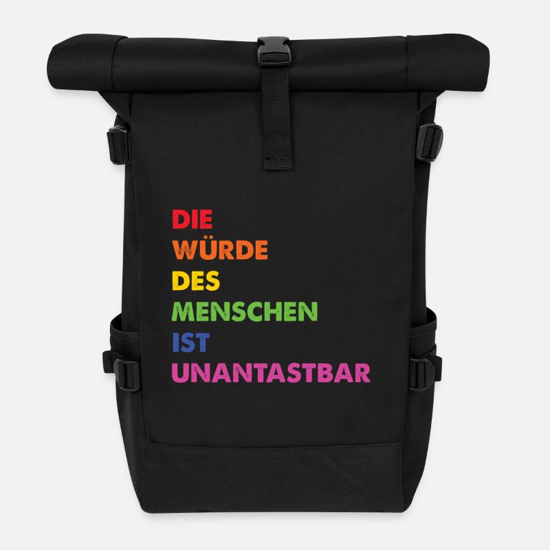 Menschenrechte Regenbogen Grundgesetz - Rolltop Rucksack - Schwarz