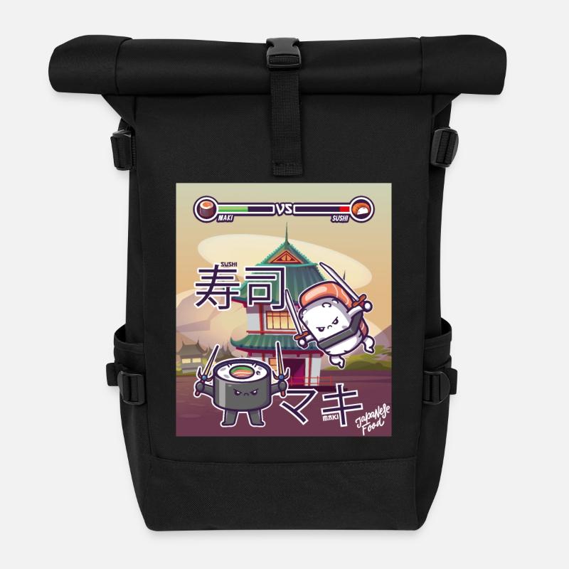 Sushi Vs Maki Gift Gamer Japan Asian Cuisine - Roll Top Backpack - black