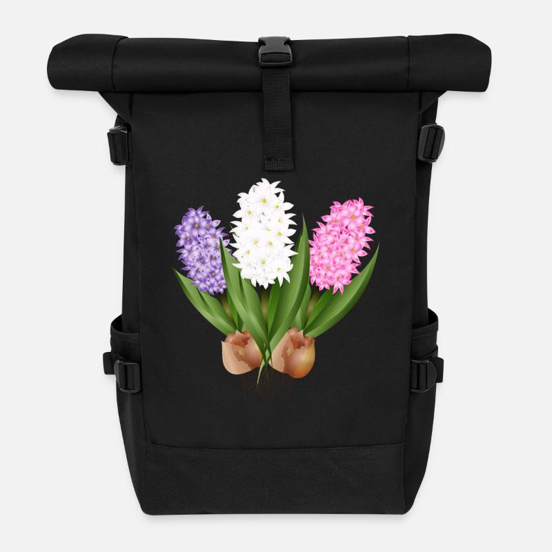 Von Hand gezeichnete Hyazinthen - Rolltop Rucksack - Schwarz