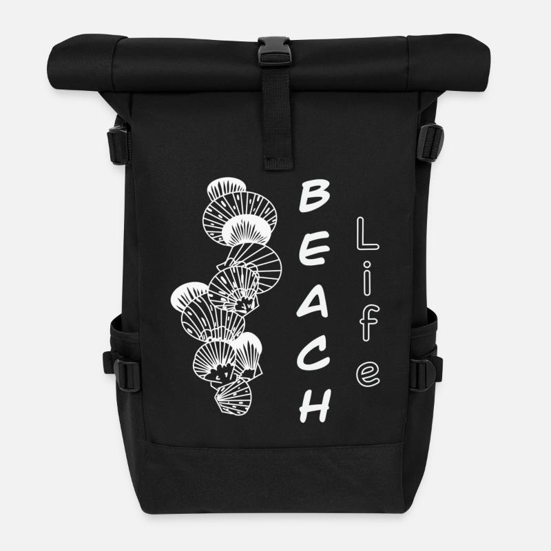 Beach Life - Roll Top Backpack - black