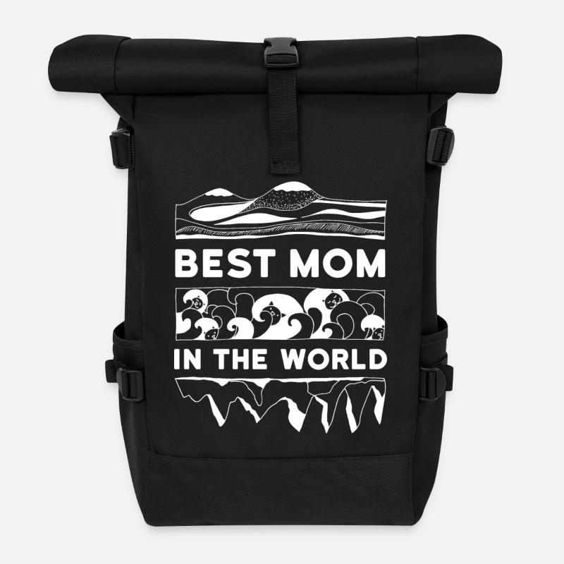 Best Mom in the world! Mama Katze - Rolltop Rucksack - Schwarz