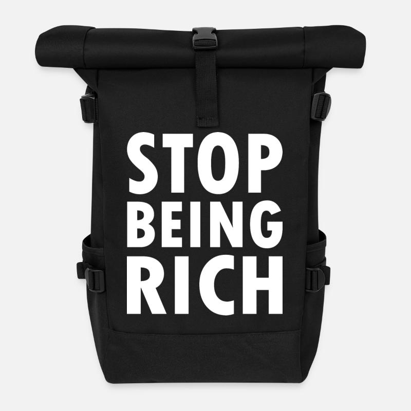 Stop being rich - Rolltop Rucksack - Schwarz