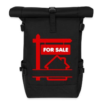 Panneau de logo rouge à vendre - Sac à dos roll top - noir - Devant
