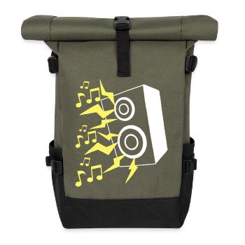 Lautsprecher und Musik - Rolltop Rucksack - Olive/Schwarz - Vorne