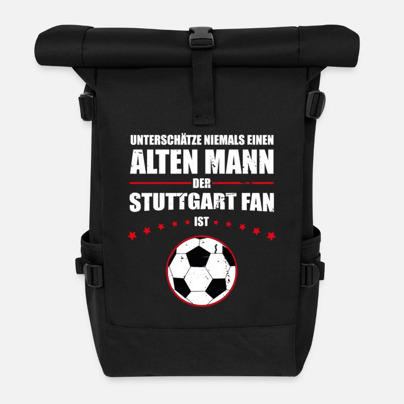 Alter Mann - Stuttgart Fan | Retro Vintage Design - Rolltop Rucksack - Schwarz