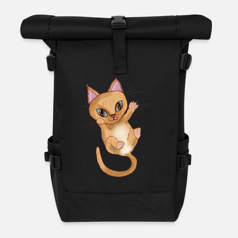 Süßes orangefarbenes Kätzchen - Rolltop Rucksack - Schwarz