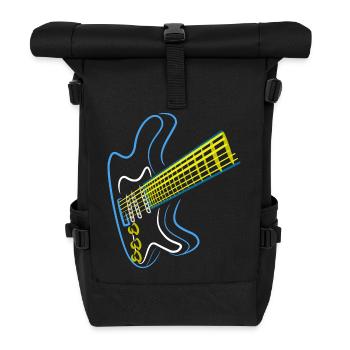 Blaues Gitarren Design - Rolltop Rucksack - Schwarz - Vorne