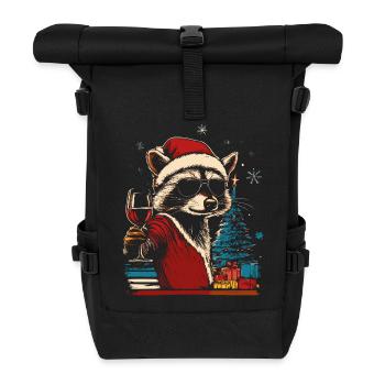 Vin de Noël raton laveur - Sac à dos roll top - noir - Devant