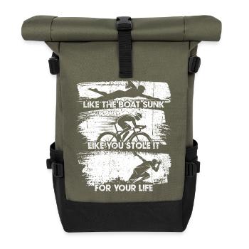 Motivierendes Radfahren und Wassersportdesign - Rolltop Rucksack - Olive/Schwarz - Vorne