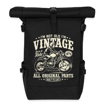 Vintage 1975 Born Motorcycle Birthday Gift - Roll Top Backpack - black - Front